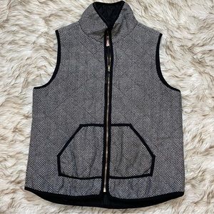 MarleyLilly Quilted Vest Black White Chevron Stripe Print Size Medium